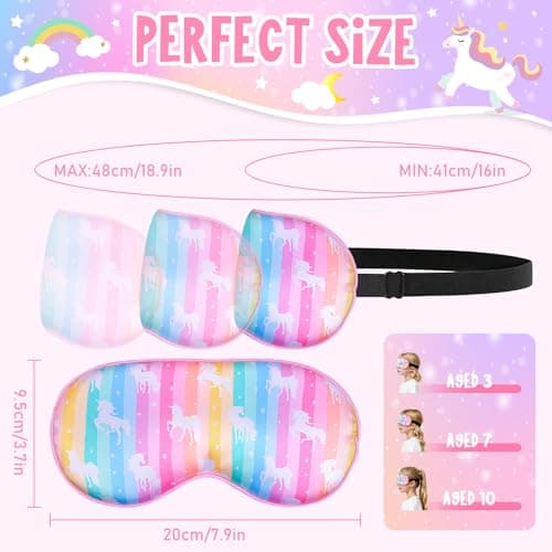 2 Pack Kids Eye Mask for Sleeping, Cute Mermaid & Unicorn Silk Eye Mask, Adjustable Strap Soft Sleep Mask for Girls, Light-Blocking Blindfold for Home Travel Nap Party — view 5
