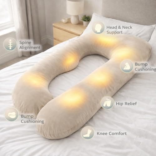 Emirates Living G-Shaped Maternity Pillow for Pregnancy – Full Body Support Pillow for Sleeping, Back, Hips & Legs – Large Pregnancy Pillow - Beige — view 3