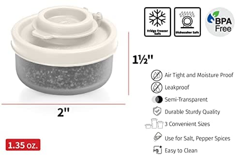 Salt and Pepper Pots – Salt and Pepper Shakers in a Range of Sizes – Non-Toxic Salt and Pepper Set for Home, Camping, Picnics, Lunch Boxes – Transparent Salt Pepper Set (Small White, 2pk) — view 6