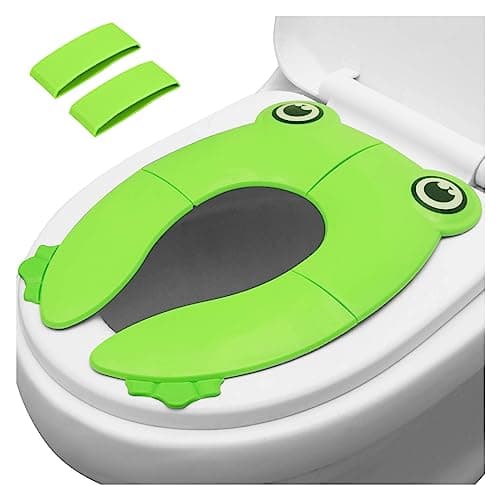 PandaEar Toilet Seat Cover | Folding Travel Toilet Seat for Children and Potty Training with Non-Slip Silicone Pads | Recyclable Toilet Seat (Green)