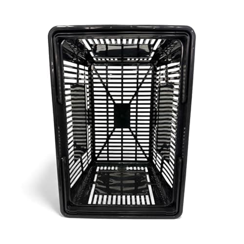 1x Black 22 Litre Plastic Shopping Basket with Handles Heavy-Duty HDPE Basket for Retail, Grocery & Convenience Stores Lightweight, Stackable — view 6