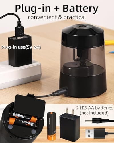 ZMOL Electric Pencil Sharpener for 6-12mm Jumbo Colored&No.2 Pencils Black — view 4