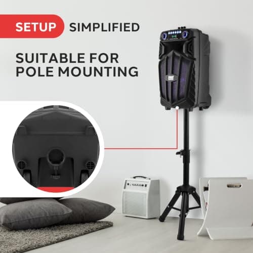 Pyle Portable Bluetooth PA Speaker with LED Lights, 10 inch — view 4