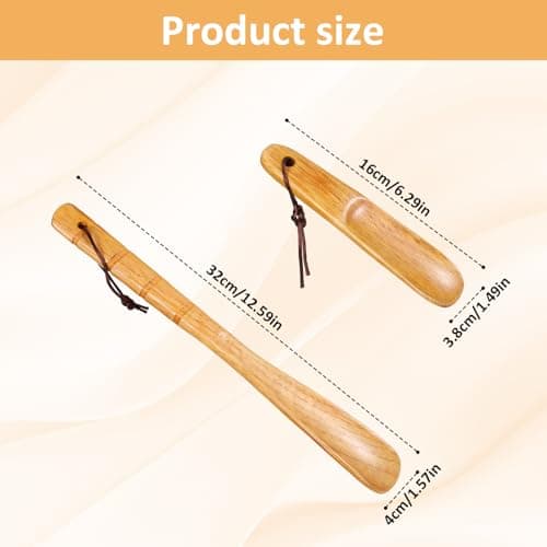 2 PCS Shoe Horn Long Handled Wooden Shoe-Horn for Boots Beech Shoe-Horns — view 2