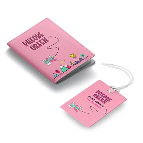 NOT JUST A PRINT My First Passport Cover Personalised - with Any Kids Name | Customised Girl's UK Pink Passport Holder | Children's Child's 1st Passport Wallet Protector (Pink/Mint) — view 5