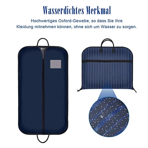 VISOOM Suit Bag for Men Storage, 100cm x 60cm Oxford Garment Bag, Waterproof Dust-proof Hanging Suit Carrier Cover Bags for Travel Clothes Dress, Blue — view 5