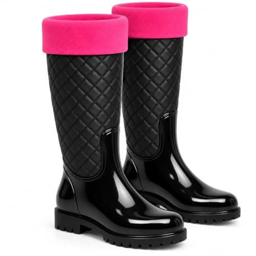 Womens Fleece Wellie Socks Adult Ladies Girls Welly Wellington Boot Thermal Liners Warm Outdoor Sock One Size 3-5 (UK, Numeric, 3, 5, Regular, Regular, Hot Pink)