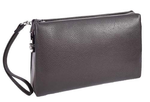 Mens Real Leather Wrist Bag Lockable Clutch Organiser Travel Pouch Thames (Brown)