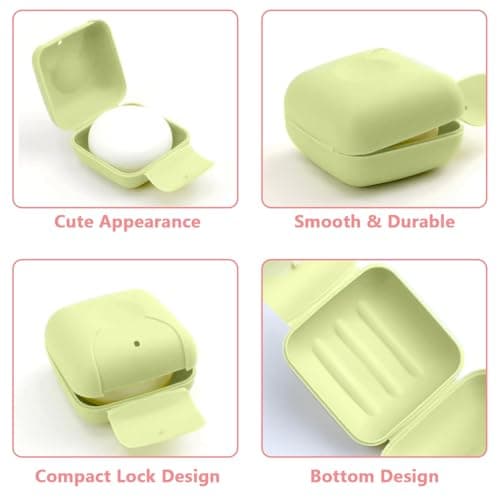 2 Pcs Travel Soap Box Small Size Square Sealed Portable Soap Dish Candy Color Soap Case Container With Lid for Home Outdoor Gym Camping Hiking (Blue+Green) — view 3