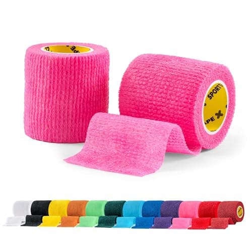 SPORTTAPE Football Sock Tape - 2 Rolls, 5cm x 4.5m, Pink - Self-Adhesive