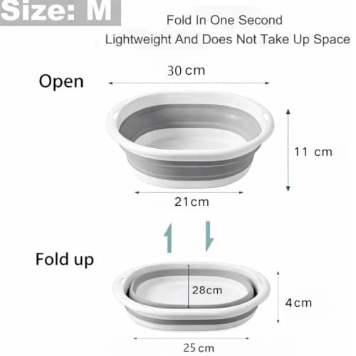 Lafefe Thickened Collapsible Washing Up Bowl, Portable Folding Wash Basin with Handles, Space Saving Camping Sink Multipurpose for Camping, Caravan, Kitchen & Travel(Gary, 5L) — view 2
