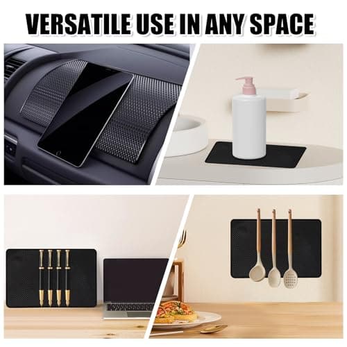 1 Pack 27x15cm Non-Slip Car Dashboard Mat PU Anti-Slip Grip Pad Multi-Purpose Holder for Phone Sunglasses Keys Heat-Resistant Residue-Free Mesh Texture For Driving Use (Black) — view 5