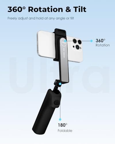 Viozon Selfie Stick, Telescopic Aluminum Alloy Pole, Max Length 68cm, 100g Light Weight, Wireless Remote Control Button, Portable & Foldable, Ergonomic Handle, Black — view 5