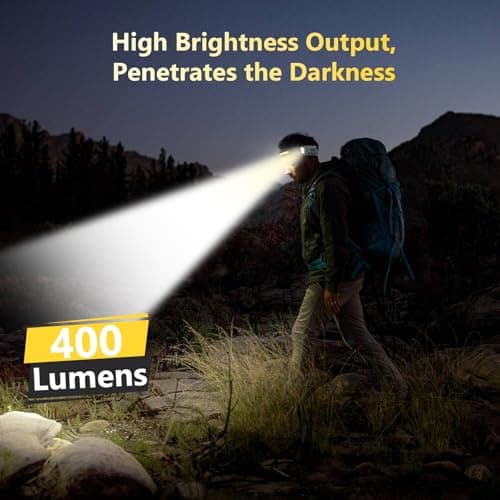 Diboniur Head Torch Rechargeable, Running Head Torch with 8 Lighting Modes, 340° Wide Angle Head Torches LED Super Bright Rechargeable with Motion Sensor,IPX4 Waterproof Lumilight Headlamp for Camping — view 2