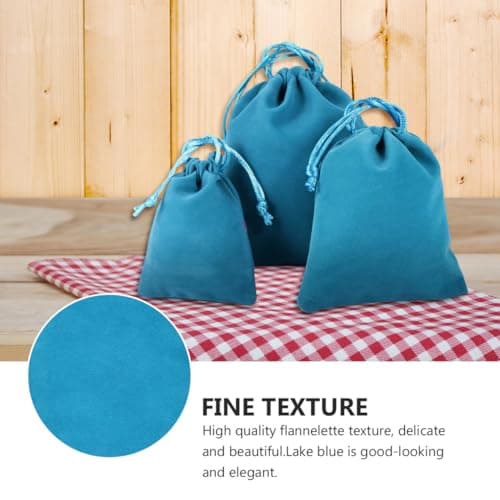 12pcs Blue Velour Drawstring Storage Bag for Power Bank and USB Cable — view 3