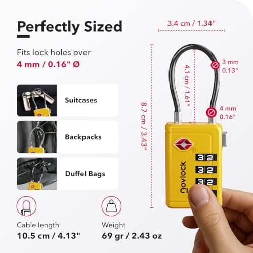 NovLock Suitcase Locks, TSA Approved Luggage Locks, 4-Digit Travel Padlocks — view 2