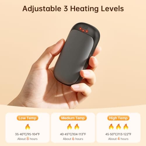 Jonwall Hand Warmers Rechargeable, 2 Pack Electric Hand Warmer Reusable Portable Handwarmers with 3 Levels Heat, USB Pocket Warmer Warm Gifts for Men Women Outdoor Camping Golf Fishing — view 2