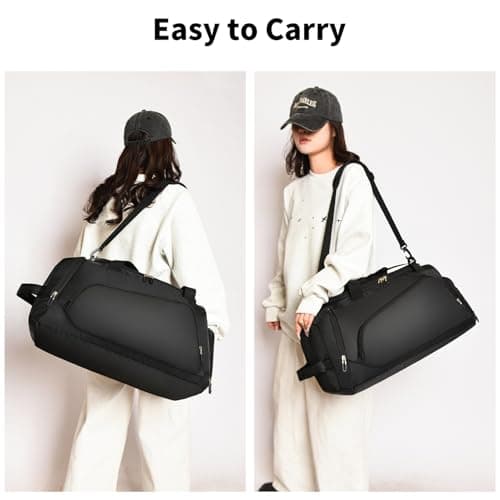 Gym Bag with Shoe Compartment & Wet Pockets for Men/Women, Waterproof Sports Duffle Bags for Workout/Fitness/Travel (Black,20"x11"x11") — view 5