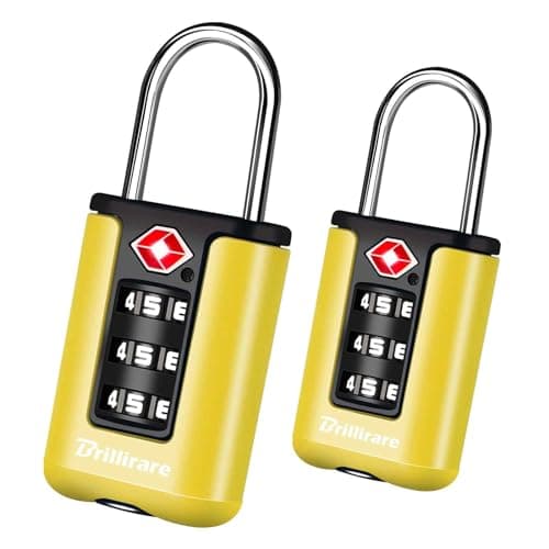 BRILLIRARE 2 Pack TSA Approved Luggage Locks, Combination Travel Padlock, 3-Digit Waterproof Lock, TSA Outdoor Keyless Resettable Lock for Lockers, Bags, Backpack, Gym, Gate-Yellow