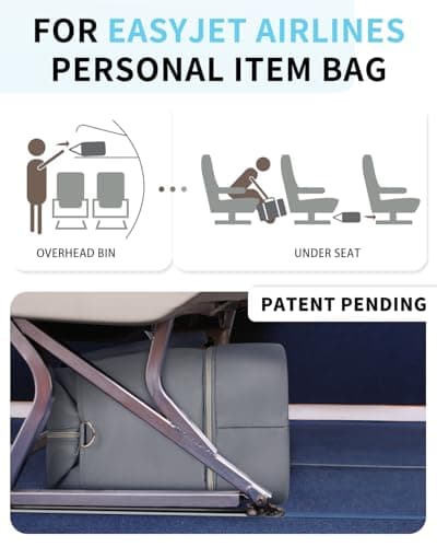 WANDF 45x36x20 Cabin Bag for EasyJet Airlines Underseat Carry on Hand Luggage with Shoe Compartment, Wet Pocket & TSA Approved Quart Size Bag, Travel Duffel Holdall for Women and Men (Grey) — view 2