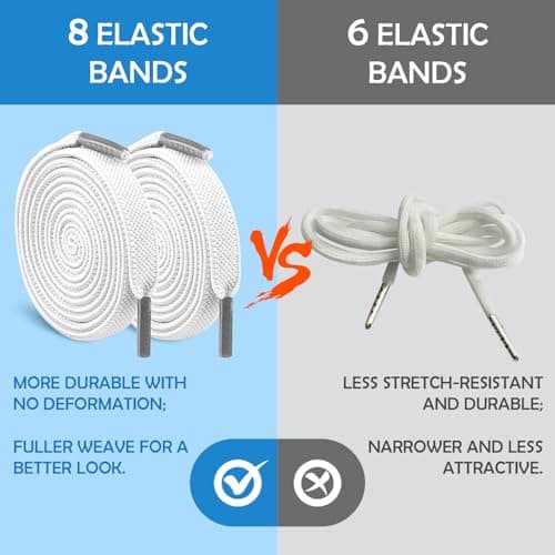 GAZIL 2 Pairs No Tie Elastic Shoe Laces White, Flat Elastic Laces with Metal Lock for Trainers, Running Walking Sneakers, Shoe Lace Adult for Sport Boots & Kids — view 3