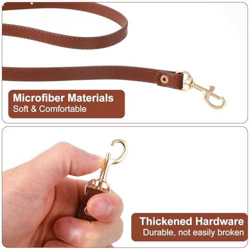 PEOVLVN Leather Purse Strap, Purse Straps Replacement Crossbody Bag Strap with Metal Buckles Long Adjustable Purse Straps for Handbags and Crossbody Bag Accessories(Brown) — view 3