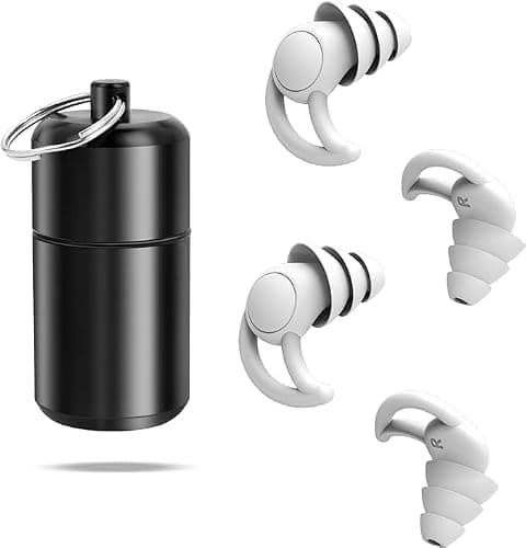 Ear Plugs for Sleep, Noise Cancelling Ear-Plugs Reusable Soft Silicone Earplugs for Sleeping, Snoring Partner, Travel, Deep Focus, Side Sleepers, Work & Studying, Comfortable,Grey 2Pairs