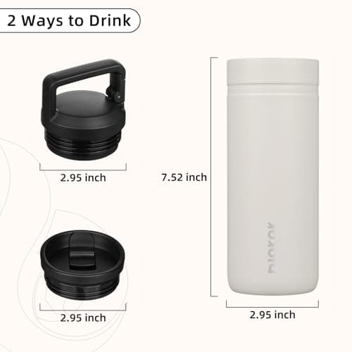 BJPKPK Insulated Water Bottle with 2 Lids,600ml Double Wall Stainless Steel Vacuum Tumbler Travel Coffee Mug,Wide Mouth Thermal Cup,Milky — view 4