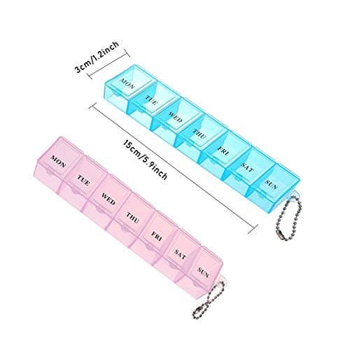 2 PCS Weekly Pill Organizer 7 Day Pill Box Organizer Medicine Box Tablet Dispenser Organiser Storage Case Portable Travel Pill Box Travel Medicine Organizer for Medication — view 2
