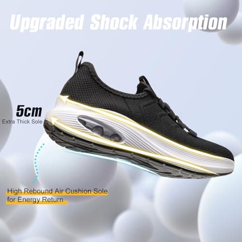 Rollstep Wide Toe Box Shoes Women Extra Wide Width Sneakers Air Cushion Road Running Shoes Ultra Light Tennis Gym Workout Training Shoes Breathable Walking Shoes with Arch Support, Black, 7.5 Wide — view 5
