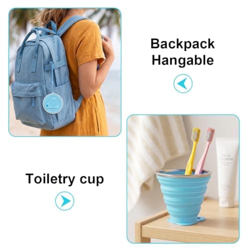 AUAUY Silicone Foldable Cups, 2 Pack 190ml Travel Camping Mug with Lid — view 6