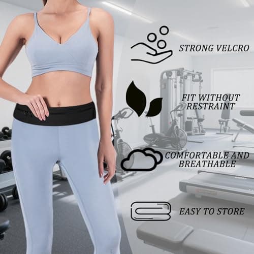 Unisex Running Belt Women Men Runner Waist Pack Phone Holder Bag for Marathon Jogging Sport Workout Exercise Fitness (Black, Medium) — view 4