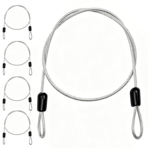 4 Pack Security Cable with Loops, 3mm x 0.5m Vinyl Coated Steel Cable