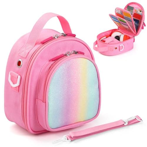 TATAVR Carrying Case Compatible with Yoto Mini, Card Holder Hold Up to 30 Cards, Travel Storage Bag with Adjustable Shoulder Strap for Audio Music Player & Headphone, Bag Only (Pink)