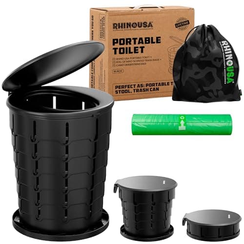 Rhino USA XL Portable Toilet for Camping (180kg Capacity) - Adjustable