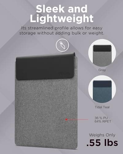 Lenovo Yoga Laptop Sleeve – 14.5 inch – Magnetic Closure – Slim & Light – Made from Recycled Materials – Separate Accessory Pocket – Grey — view 2