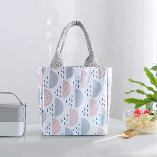 Insulated Lunch Bag Drawstring Closure Top Design Cotton Linen Reinforced — view 6