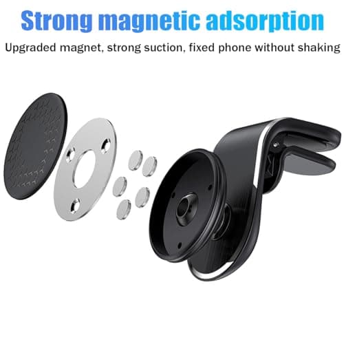 JNNJ Car Mobile Phone Holder, Universal Magnetic Phone Holder Mount, 360° Rotation Air Vent Clip Mount, For Car Mobile Phones(Silver) — view 2