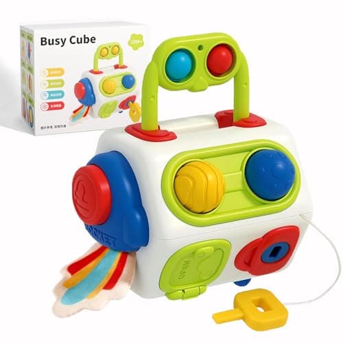 AotBlcer Busy Cube for Toddlers 1 Years Old, Montessori Toys for 1 Year Old for 1 Year Old Boys Girls - Airplane Plane Car Travel Toys for 6 to 18 Months Toddlers Educational Learning Toys