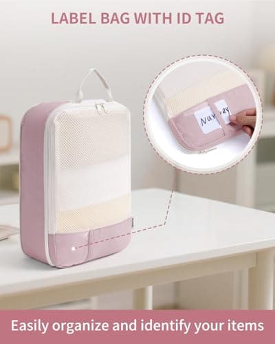 Narwey 6 Set Compression Packing Cubes for Suitcases, Travel Packing Cubes for Backpack Suitcase Organiser Bags Home Storage Shoes Bags for Carry on Hand Luggage Travel Essentials Bag (Pink) — view 6