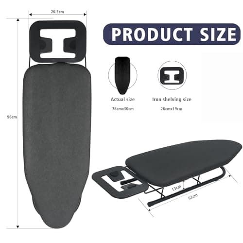 Rainberg Table top Ironing Board, Small-Foldable Design, Non-Slip Folding Legs, 100% Cotton Cover with Foam Layer, Steam Iron Rest, Lightweight, Space Limited Places, 76 x 30cm — view 2