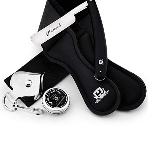 Haryali London, Straight Cut Throat Razor Set with Black Leather Strop, Sharpening Honing Paste – Men’s Wet Shaving Kit for Barbers & Home Grooming — view 3