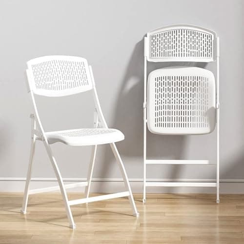 Folding Garden Chairs Plastic Folding Chair Indoor Outdoor Use Rattan Effect Foldable Chairs Seats for Alfresco Dining Patio Terrace Conservatory Balcony Decking Camping Caravan Lightweight (1, White) — view 5