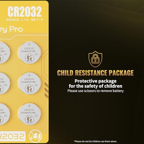 POWEROWL 12 Pcs Lithium Battery CR2032 3V for your Toys, Games, MP3 players, Stopwatches (Yellow) — view 2