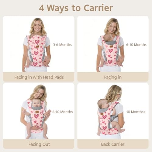 YooxArmor Ergonomic Baby Carrier for 4-36 Month Newborn,Waist 67-150cm,Pink — view 5