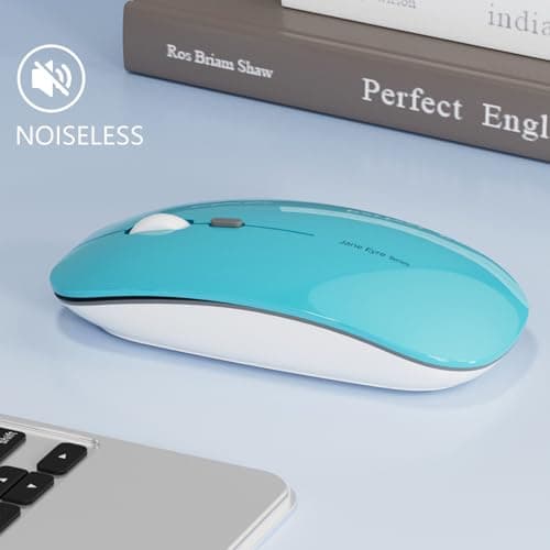 Uiosmuph Q5 Wireless Mouse, Silent Rechargeable Mice for Laptop, Slim- Blue — view 6