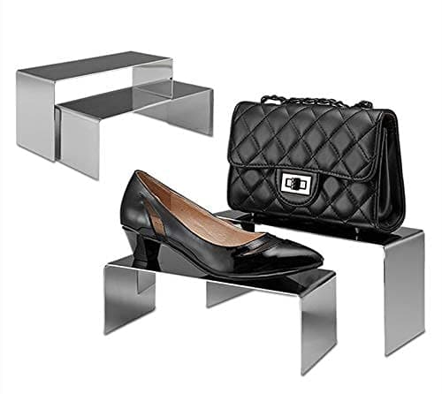 Silver Mirror Surface Stainless Steel Handbag Shoe Display Stand Racks 2PCS/SET — view 4