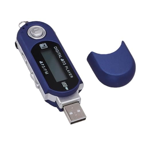 Plyisty Portable Retro USB 2.0 MP3 Player with LCD Display & Earphones, AA Battery Powered Digital Music Audio Device, Supports 32GB Expandable Memory (Blue)
