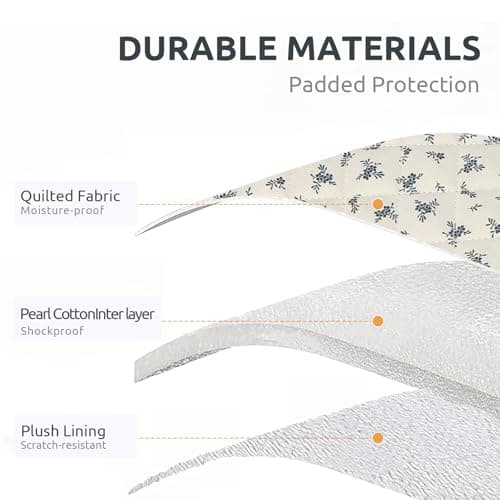 Puffy Laptop Sleeve 13 Inch Cute Floral Laptop Case Soft Quilted Computer Sleeve Protective Cover for MacBook, iPad, Notebook, Chromebook — view 3