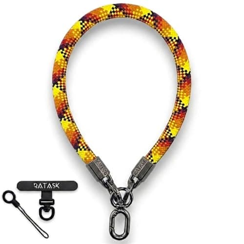RATASK Orange Wrist Lanyard Strap, Chunky Universal Mobile Phone Strap, Durable 10mm Rope Lanyard for Camera, Keys, Everyday Carry, Phone Charm Accessory, (Orange)